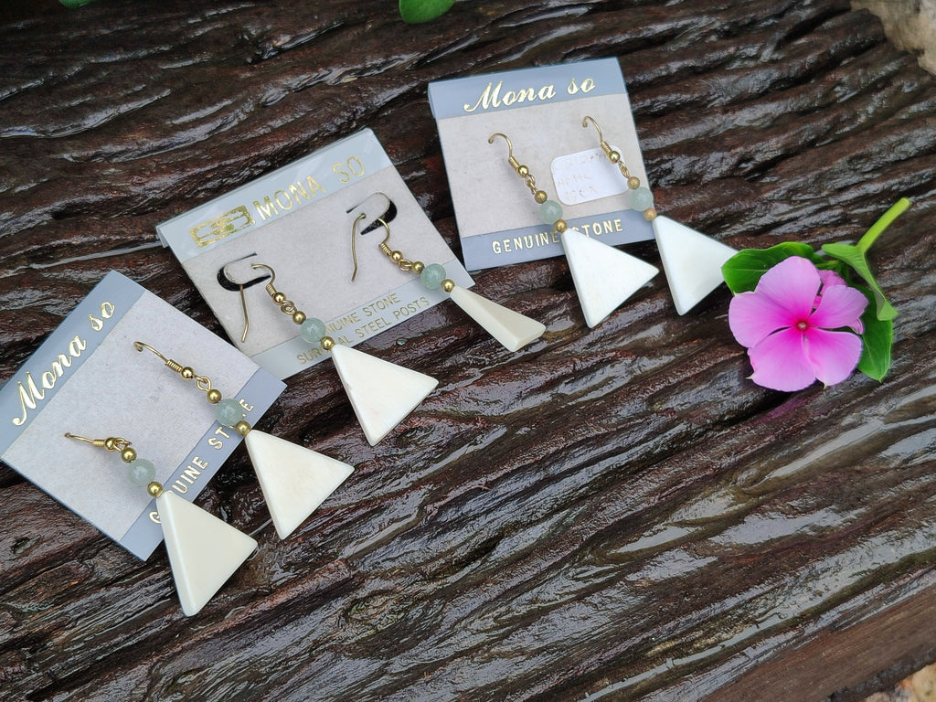 Polished Fancy White Onyx and Aventurine Earrings - Sold per Pair - From China - Toprock Gemstones and Minerals 