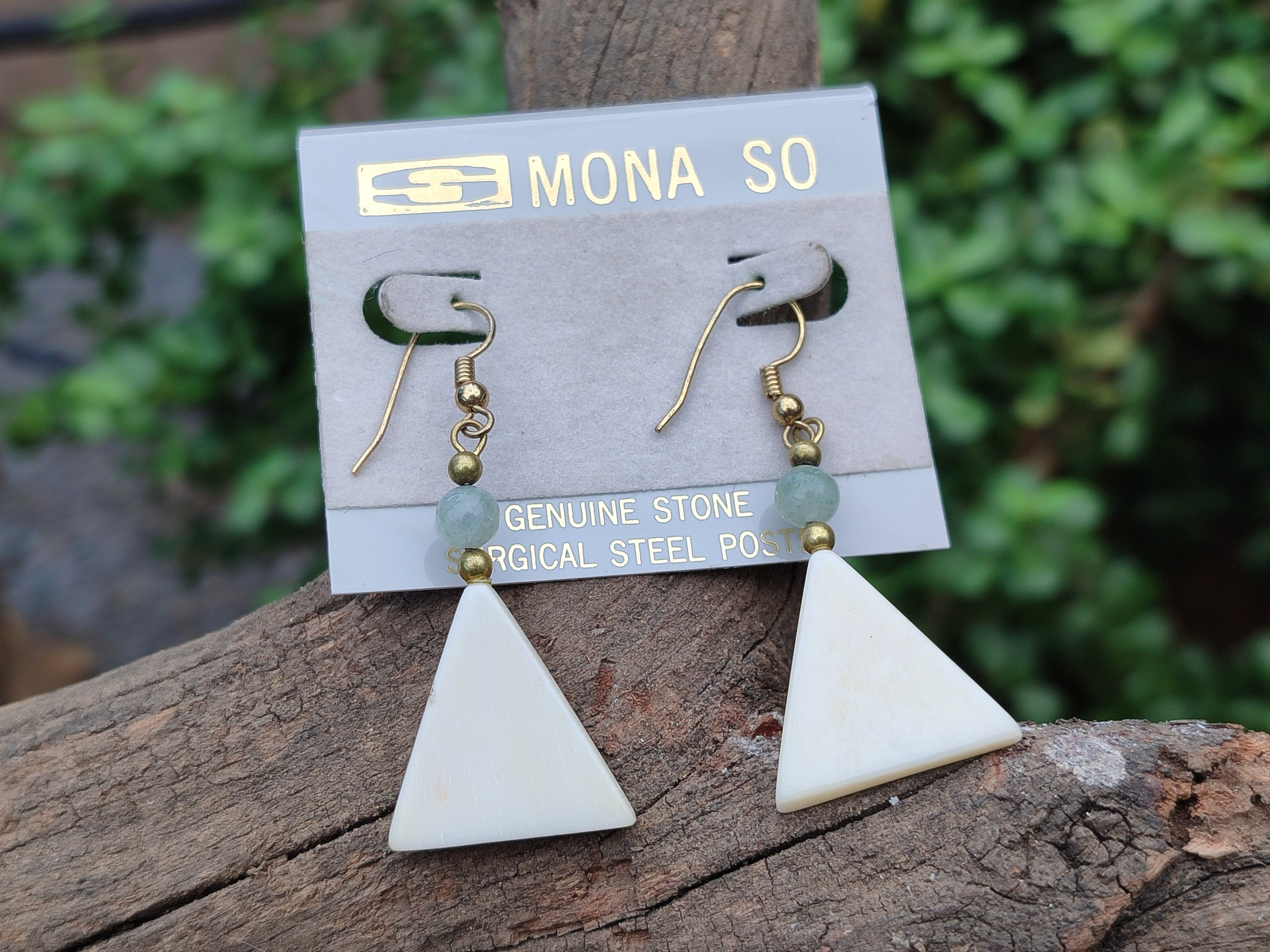 Polished Fancy White Onyx and Aventurine Earrings - Sold per Pair - From China - Toprock Gemstones and Minerals 