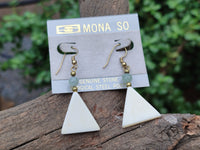 Polished Fancy White Onyx and Aventurine Earrings - Sold per Pair - From China