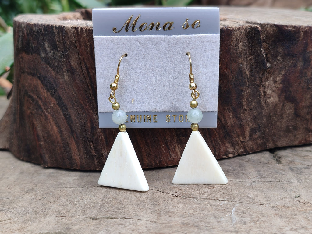 Polished Fancy White Onyx and Aventurine Earrings - Sold per Pair - From China - Toprock Gemstones and Minerals 