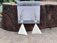 Polished Fancy White Onyx and Aventurine Earrings - Sold per Pair - From China