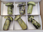 Polished Leopard Stone Mushrooms x 6 From Zimbabwe - Toprock Gemstones and Minerals 