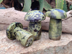 Polished Leopard Stone Mushrooms x 6 From Zimbabwe - Toprock Gemstones and Minerals 