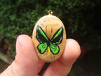 Polished Picture Stone Pendant with Hand Painted Butterflies - Sold Per Item - From Namibia - Toprock Gemstones and Minerals 