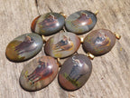 Polished Polychrome Jasper Pendant with Hand Painted Buffaloes - sold per item - From Madagascar - Toprock Gemstones and Minerals 
