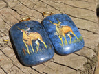 Polished Dumortierite Pendants with Hand Painted Kudu - sold per item - From Mozambique - Toprock Gemstones and Minerals 