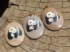 Polished Polychrome Jasper Pendant with Hand Painted Panda - sold per item - From Madagascar - Toprock Gemstones and Minerals 