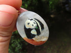 Polished Polychrome Jasper Pendant with Hand Painted Panda - sold per item - From Madagascar - Toprock Gemstones and Minerals 