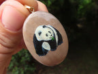 Polished Polychrome Jasper Pendant with Hand Painted Panda - sold per item - From Madagascar - Toprock Gemstones and Minerals 