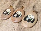 Polished Polychrome Jasper Pendant with Hand Painted Panda - sold per item - From Madagascar - Toprock Gemstones and Minerals 