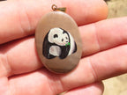 Polished Polychrome Jasper Pendant with Hand Painted Panda - sold per item - From Madagascar - Toprock Gemstones and Minerals 