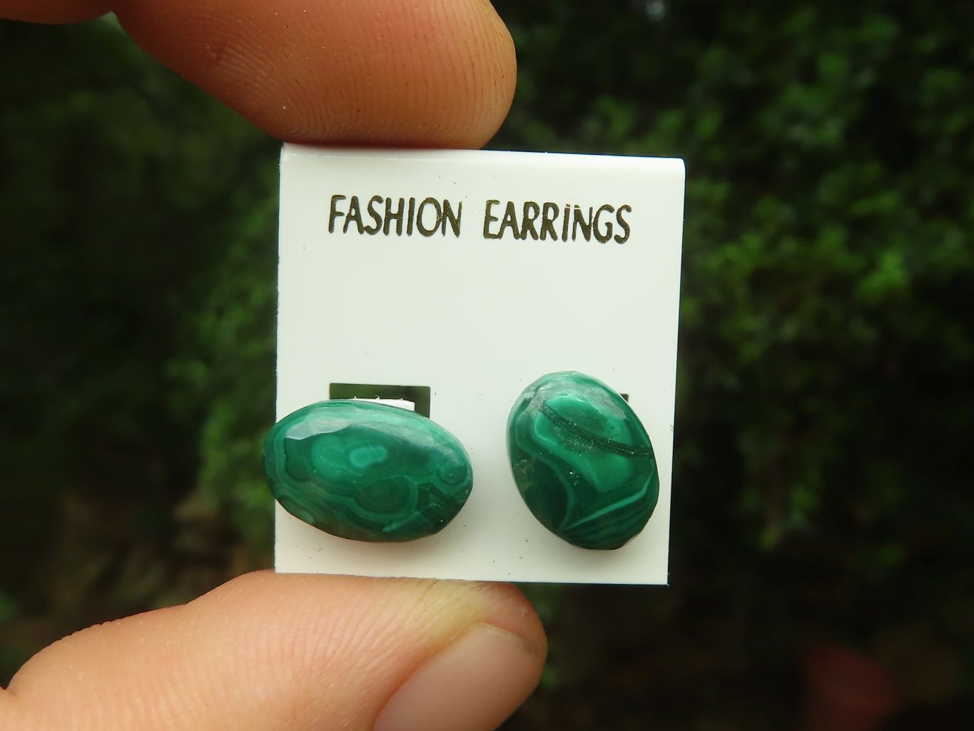 Hand Made Flower Malachite Oval Stud Earrings - Sold Per Pair - From Congo - Toprock Gemstones and Minerals 