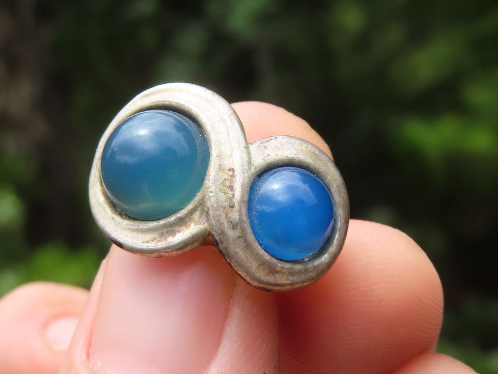 Polished Blue Onyx Clip On Fashion Earrings - Sold per Pair - From Swaziland - Toprock Gemstones and Minerals 