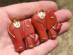 Polished Red Jasper Elephant Pendant with Gold Bail and Trim - Sold Per Item - From South Africa - Toprock Gemstones and Minerals 