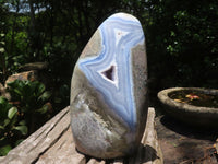 Polished Blue Lace Agate Standing Free Form x 1 From Malawi - Toprock Gemstones and Minerals 