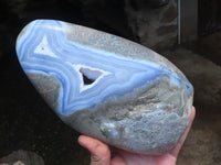 Polished Blue Lace Agate Standing Free Form x 1 From Malawi - Toprock Gemstones and Minerals 