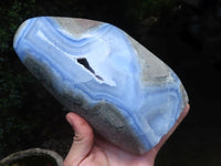 Polished Blue Lace Agate Standing Free Form x 1 From Malawi - Toprock Gemstones and Minerals 