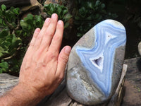 Polished Blue Lace Agate Standing Free Form x 1 From Malawi - Toprock Gemstones and Minerals 