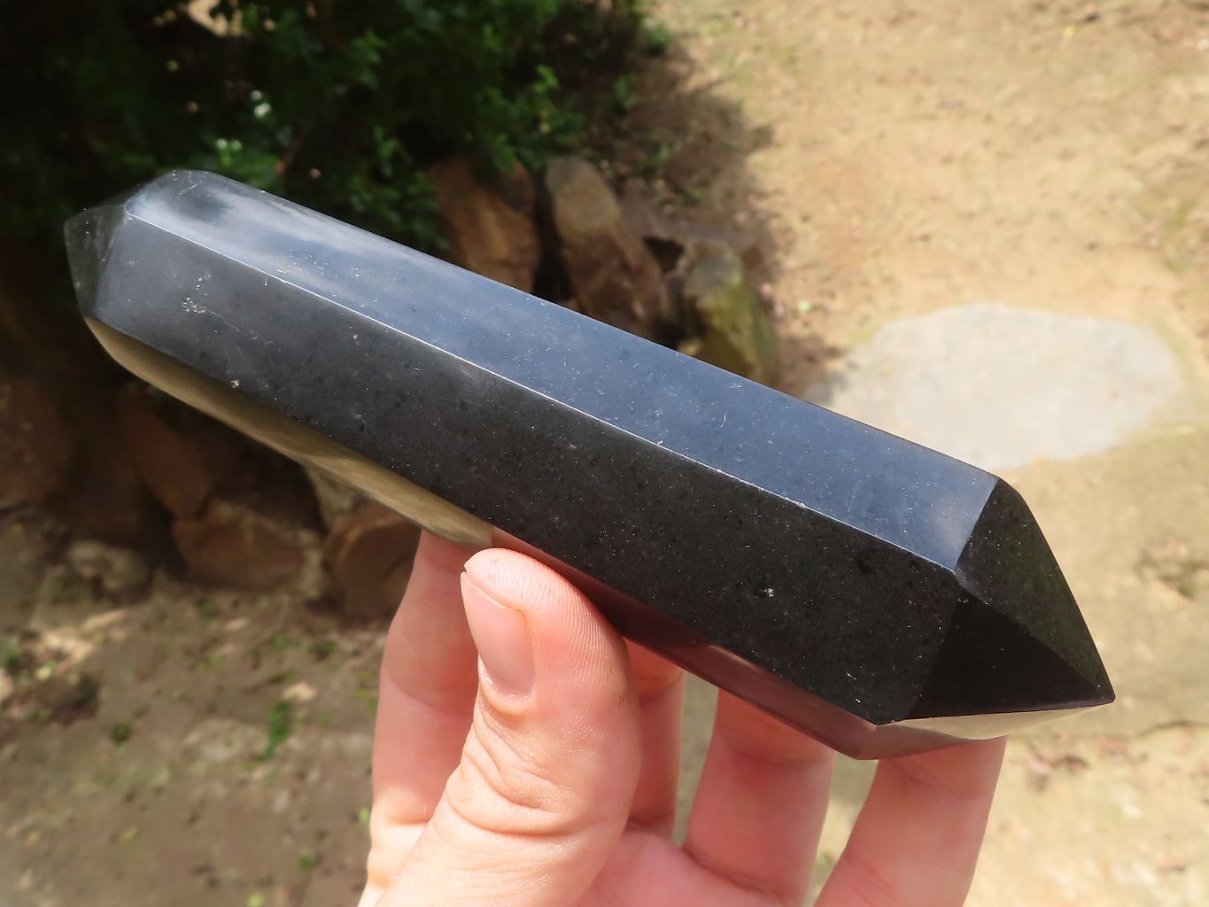 Polished Black Basalt Double Terminated Points x 4 From Madagascar - Toprock Gemstones and Minerals 