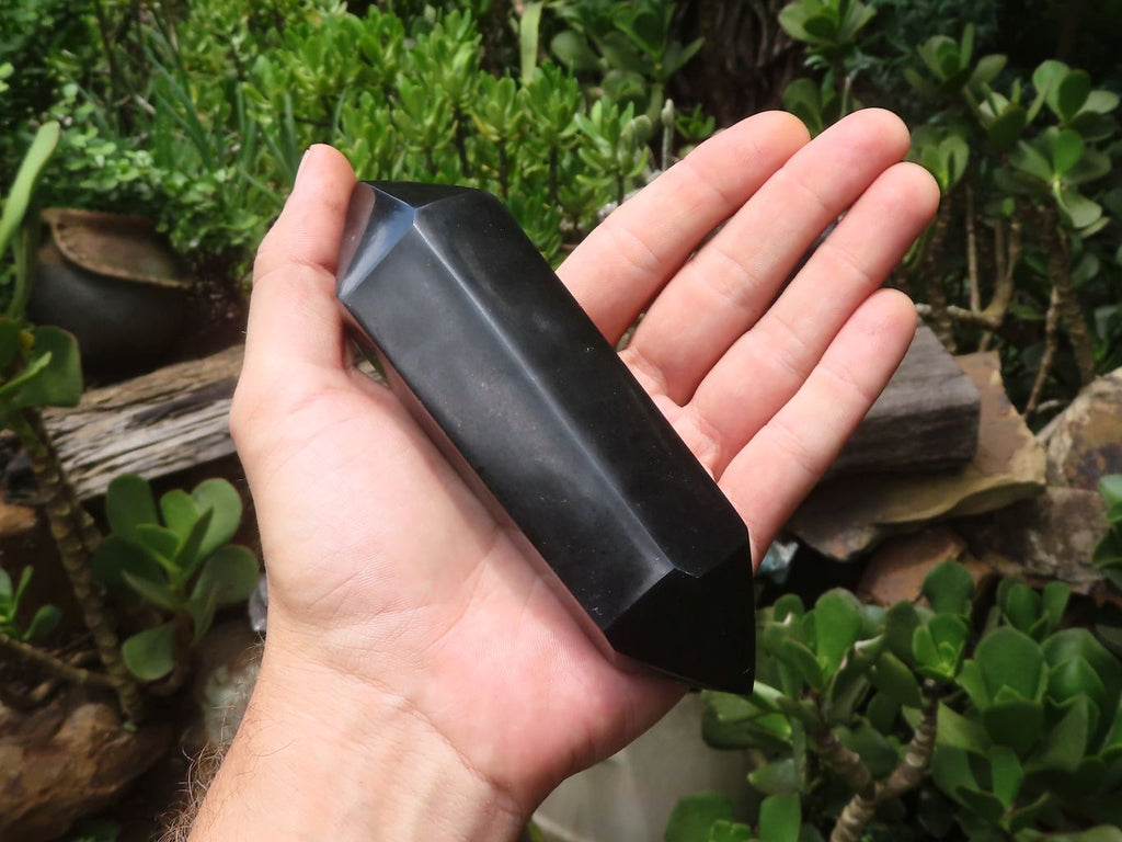 Polished Black Basalt Double Terminated Points x 4 From Madagascar - Toprock Gemstones and Minerals 