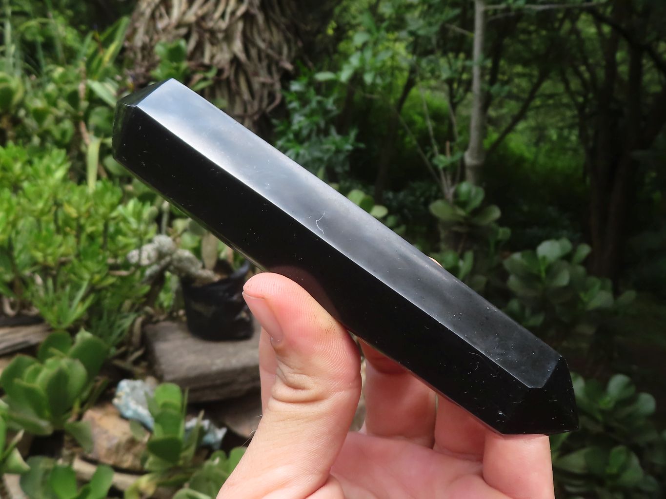 Polished Black Basalt Double Terminated Points x 4 From Madagascar - Toprock Gemstones and Minerals 