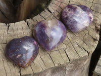 Polished Lepidolite Gemstone Hearts x 12 From Madagascar