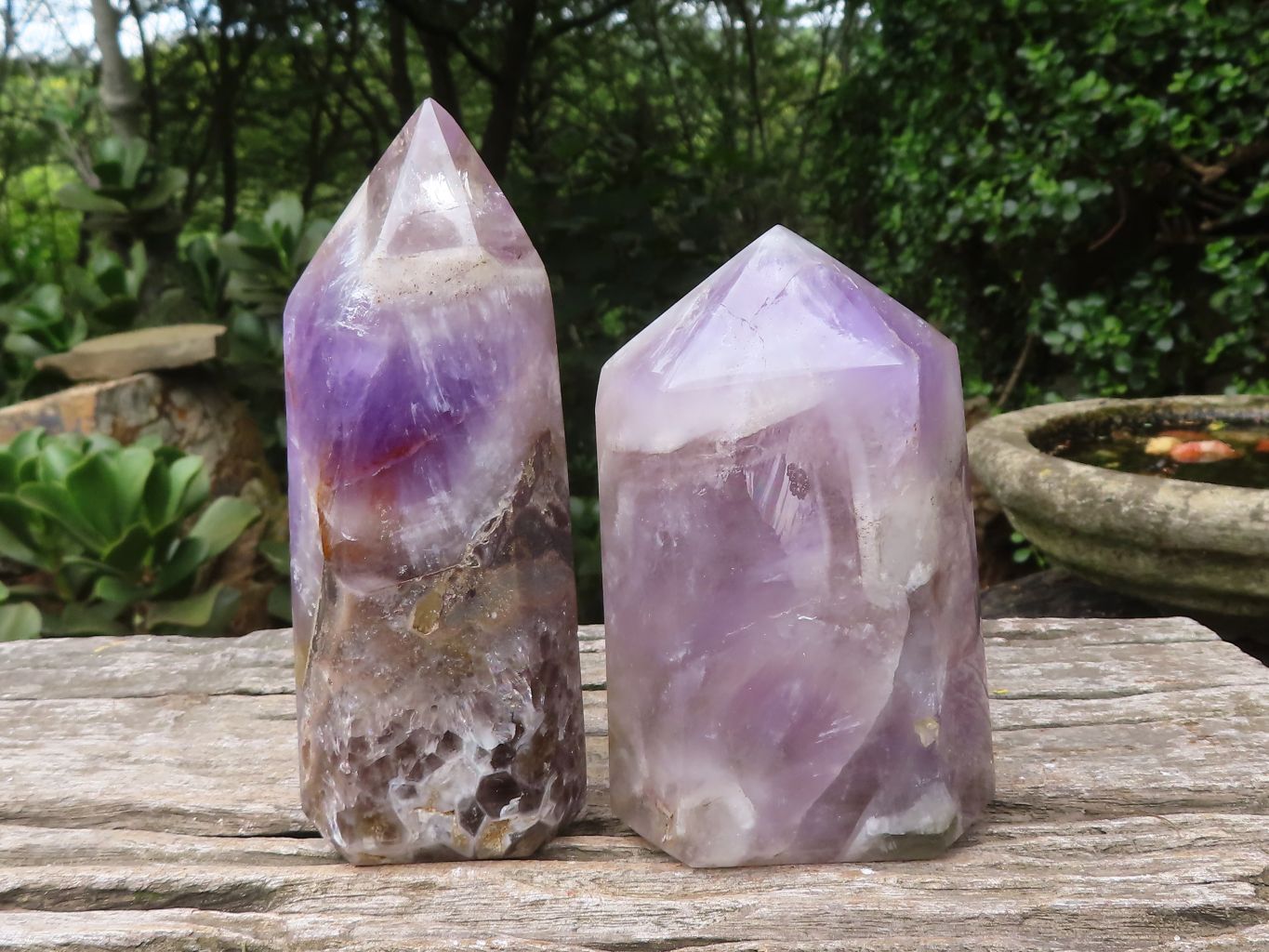 Polished Chevron Amethyst Points x 2 From Madagascar - Toprock Gemstones and Minerals 