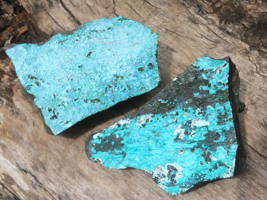 Natural Silica Chrysocolla Specimens x 2 From Kulukuluku, Congo - Toprock Gemstones and Minerals 