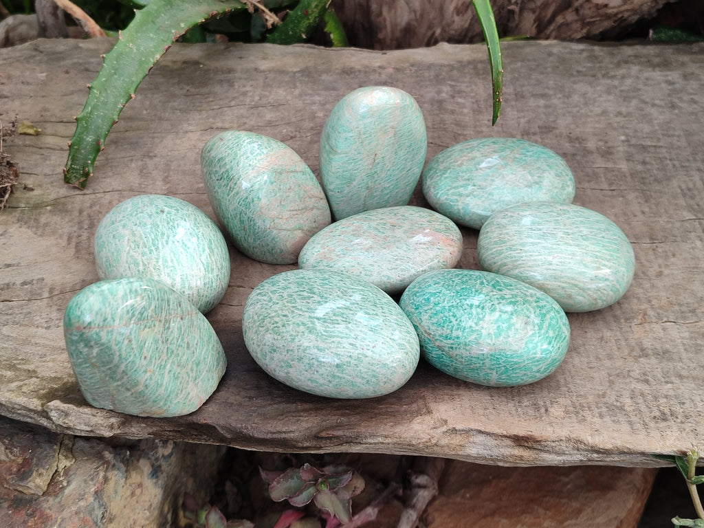 Polished Amazonite Standing Free Forms x 12 From Madagascar - Toprock Gemstones and Minerals 