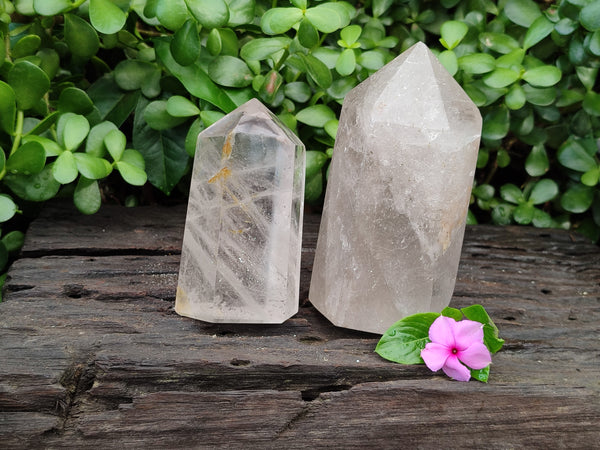 Polished Smokey Quartz Crystals x 2 From Madagascar - Toprock Gemstones and Minerals 