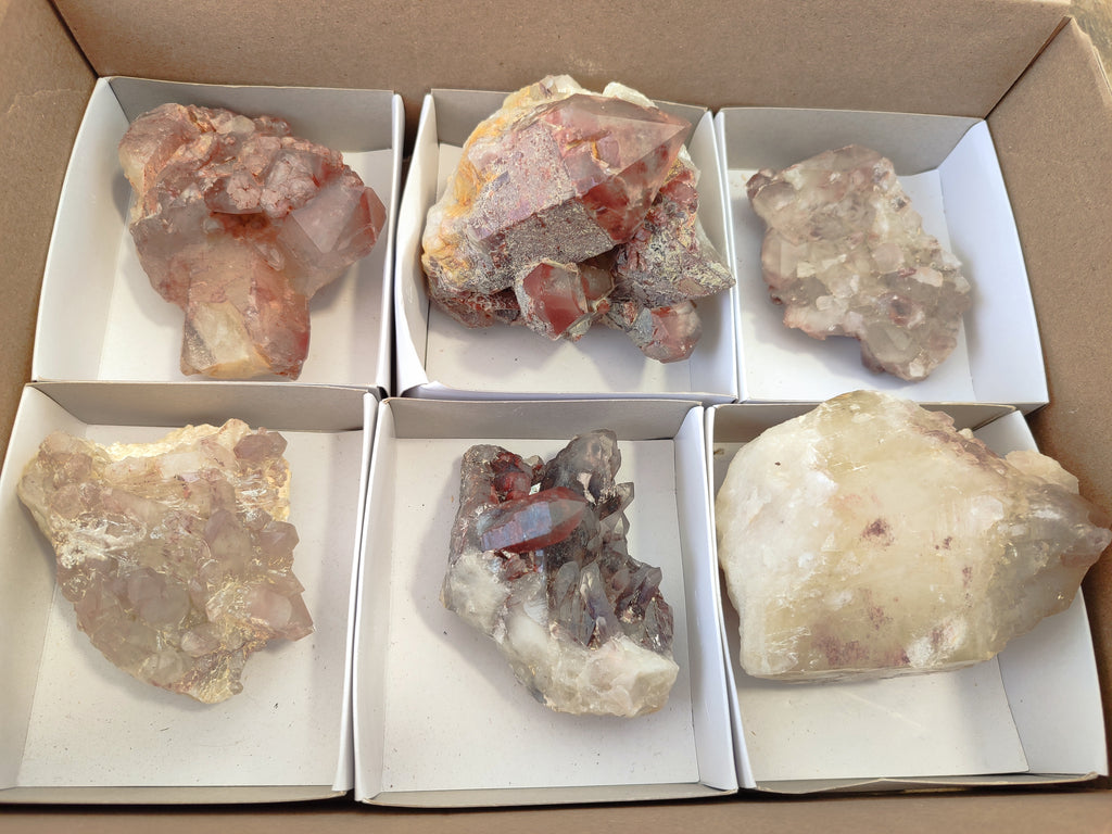 Natural Red Hematoid Quartz Clusters x 6 From Karoi, Zimbabwe - Toprock Gemstones and Minerals 