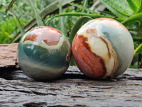 Polished Polychrome Jasper Spheres x 2 From Mahajanga, Madagascar - Toprock Gemstones and Minerals 