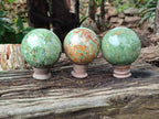 Polished Chrysoprase Spheres x 3 From Madagascar - Toprock Gemstones and Minerals 