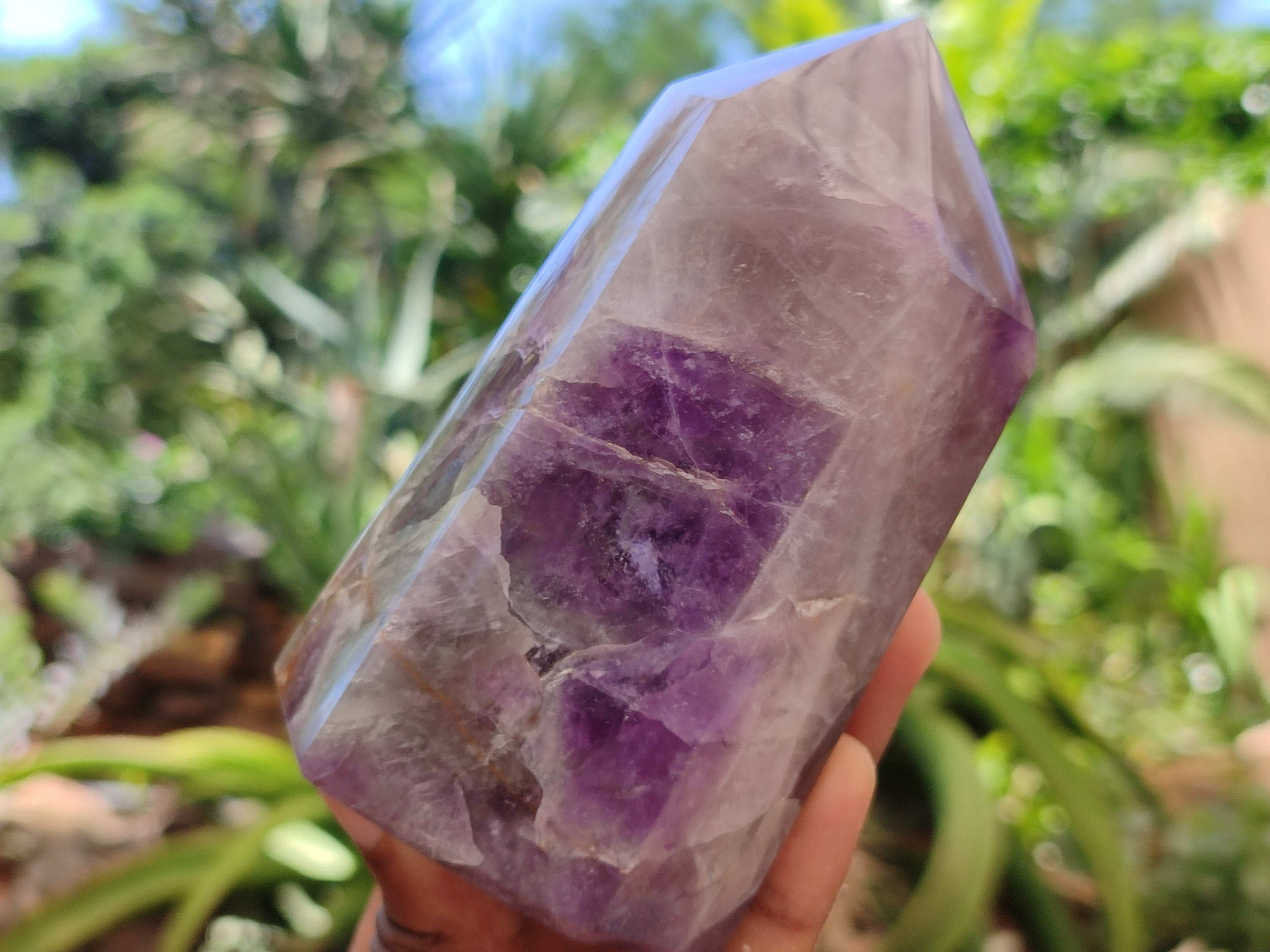 Polished Chevron Amethyst Points x 2 From Madagascar - Toprock Gemstones and Minerals 