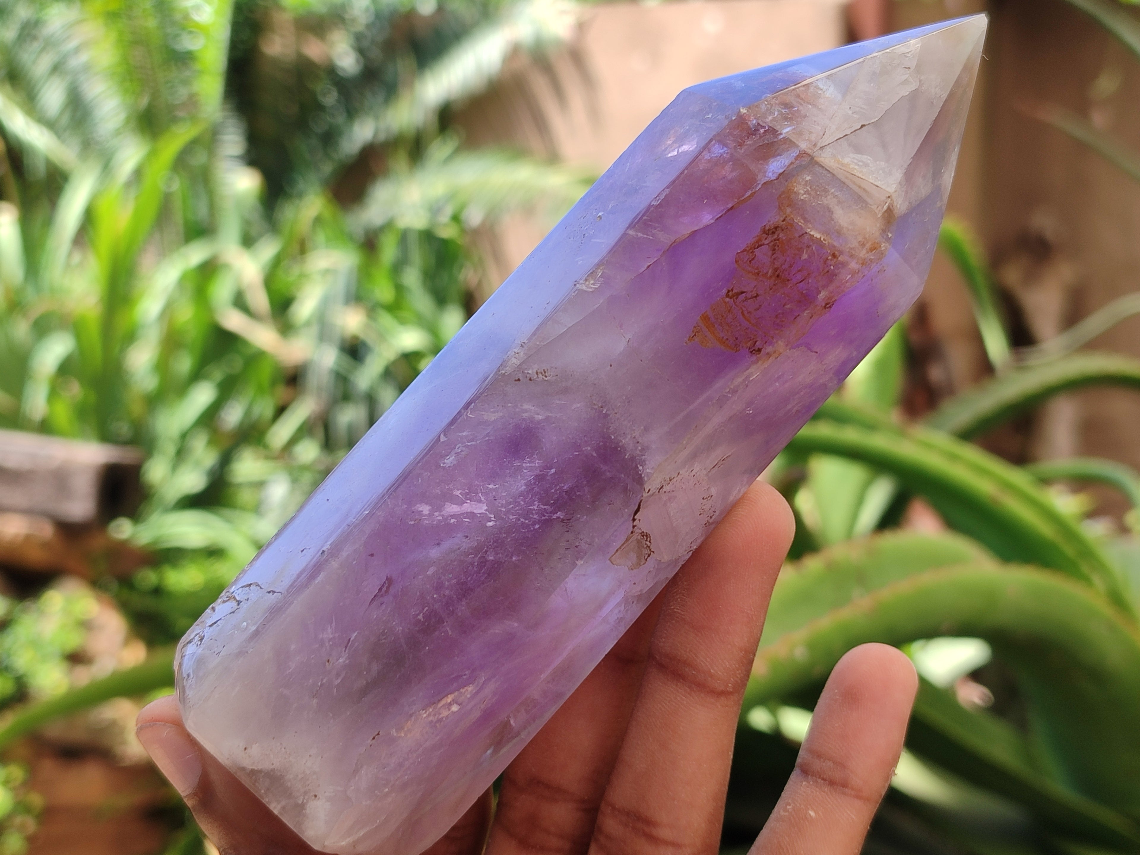 Polished Chevron Amethyst Points x 2 From Madagascar - Toprock Gemstones and Minerals 