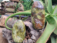 Polished Green Opal Standing Free Forms x 2 From Antsirabe, Madagascar - Toprock Gemstones and Minerals 