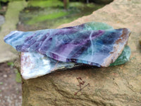 Polished Watermelon Fluorite Slices x 2 From Uis, Namibia - Toprock Gemstones and Minerals 