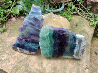 Polished Watermelon Fluorite Slices x 2 From Uis, Namibia - Toprock Gemstones and Minerals 