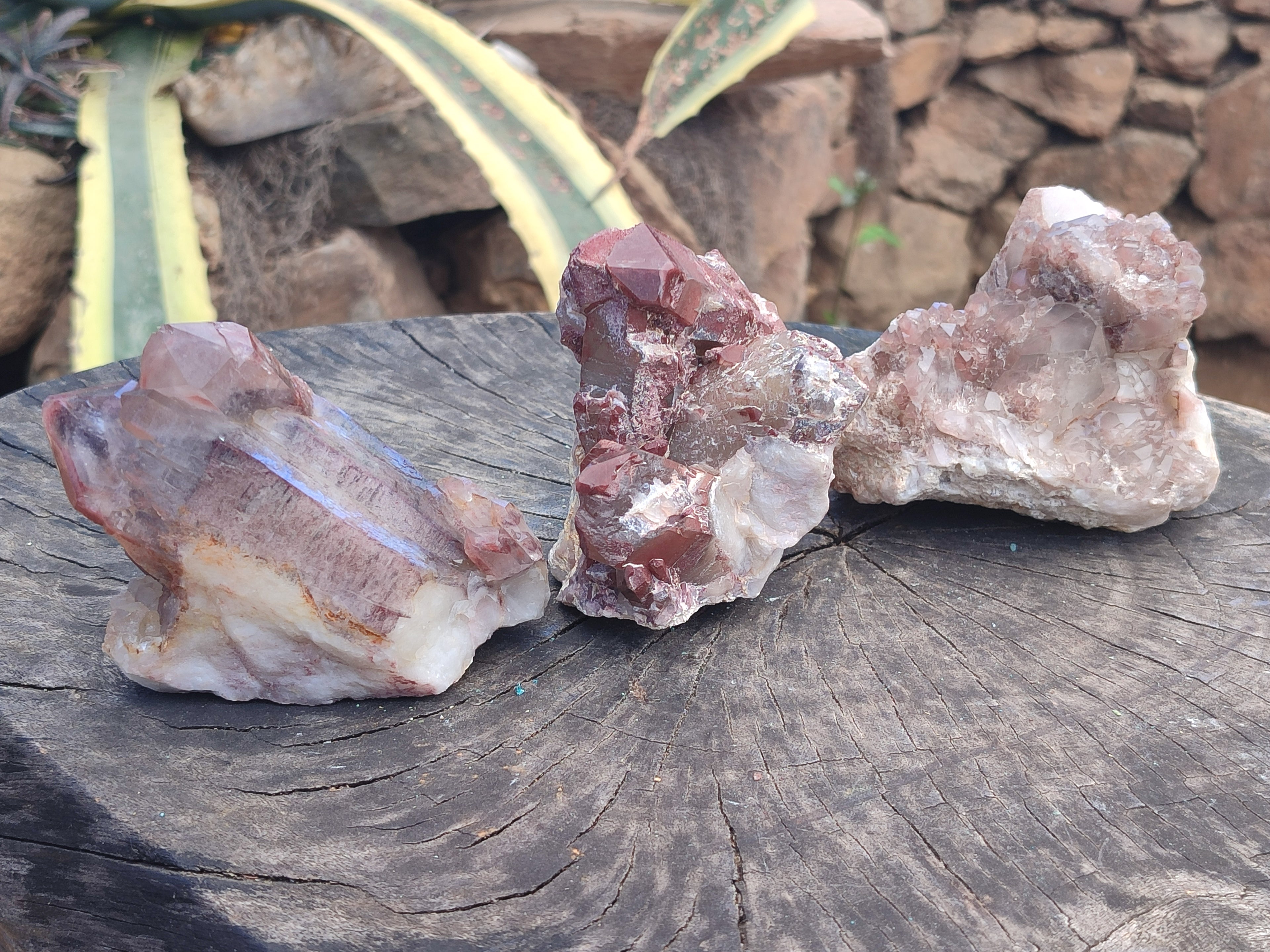 Natural Red Hematoid Quartz Clusters x 3 From Karoi, Zimbabwe - Toprock Gemstones and Minerals 