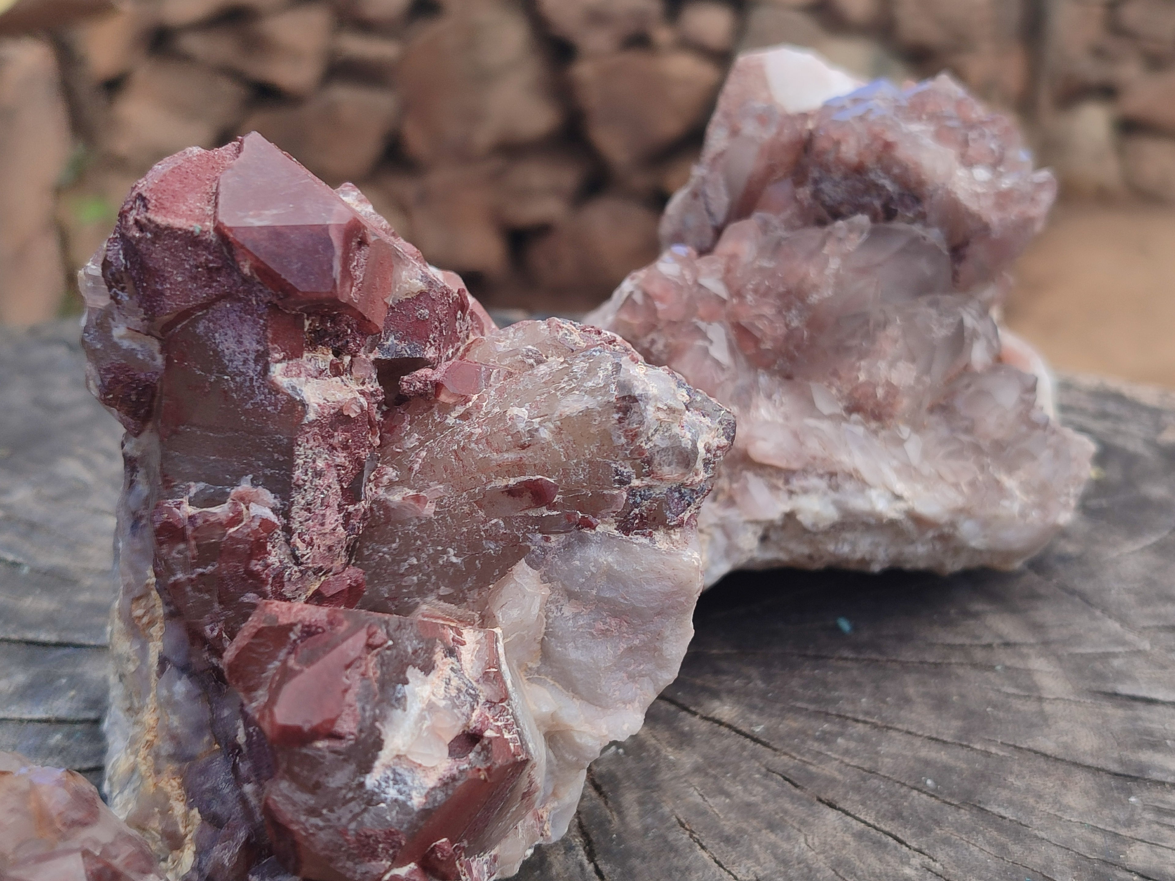 Natural Red Hematoid Quartz Clusters x 3 From Karoi, Zimbabwe - Toprock Gemstones and Minerals 