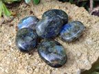 Polished Labradorite Palm Stones x 12 From Tulear, Madagascar - Toprock Gemstones and Minerals 