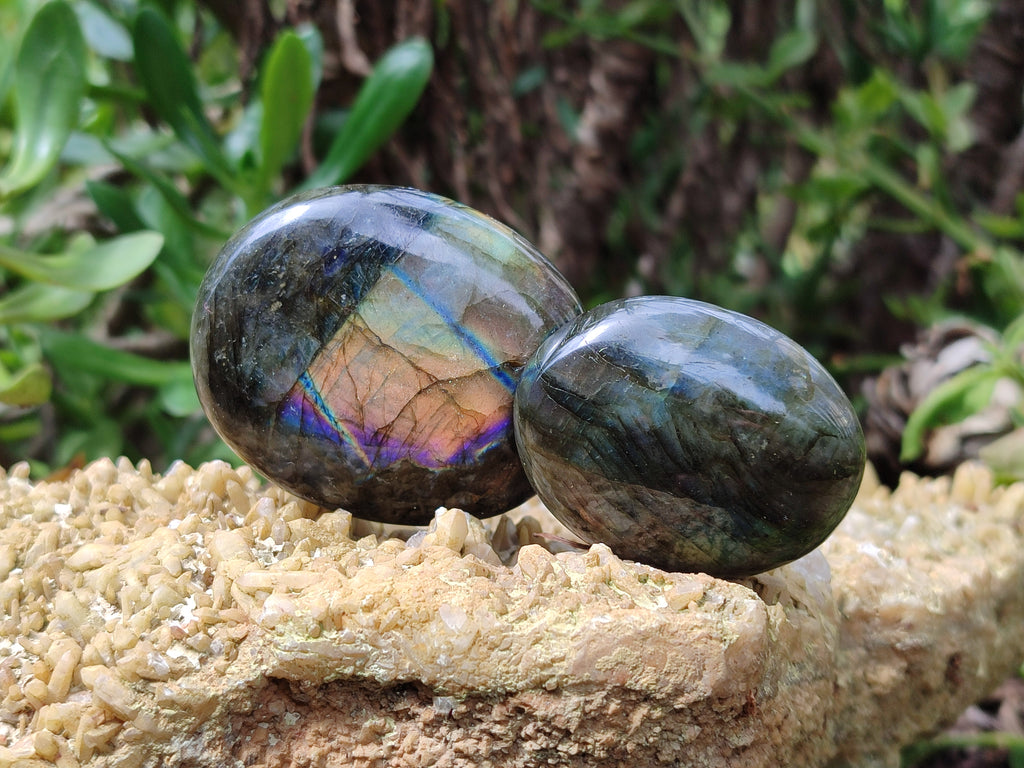 Polished Labradorite Palm Stones x 12 From Tulear, Madagascar - Toprock Gemstones and Minerals 