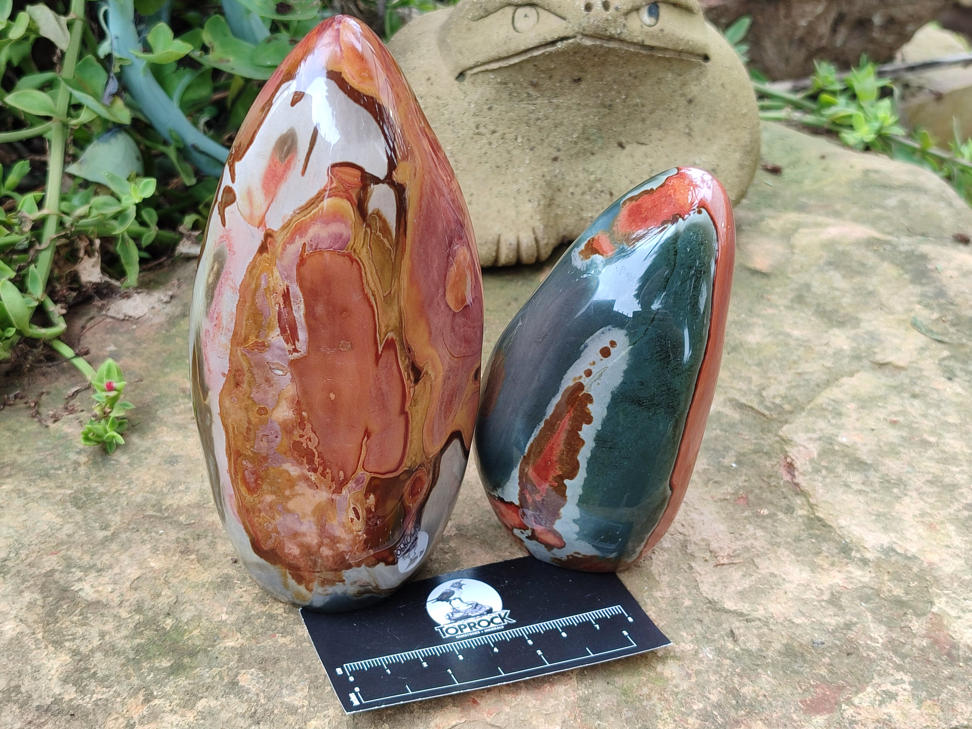 Polished Polychrome Jasper Standing Free Forms x 3 From Mahajanga, Madagascar - Toprock Gemstones and Minerals 