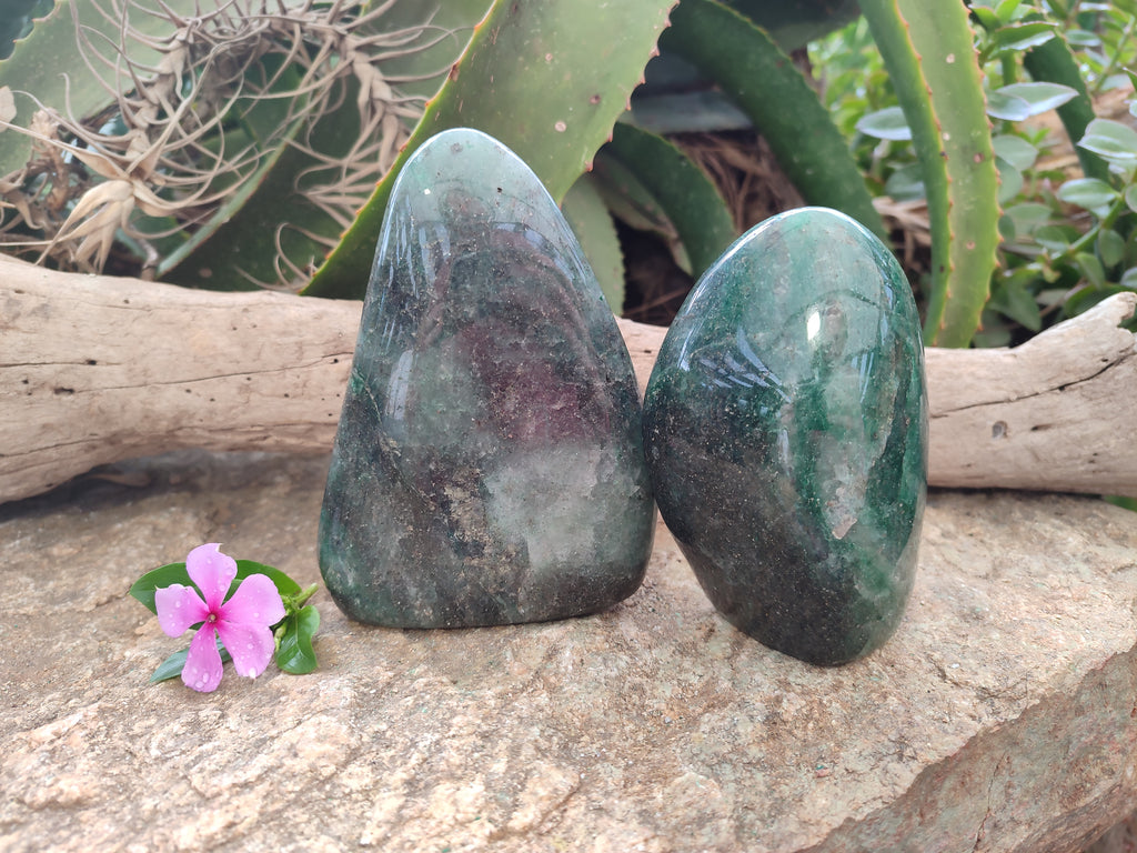 Polished Fuchsite Standing Free Forms x 2 From Madagascar - Toprock Gemstones and Minerals 