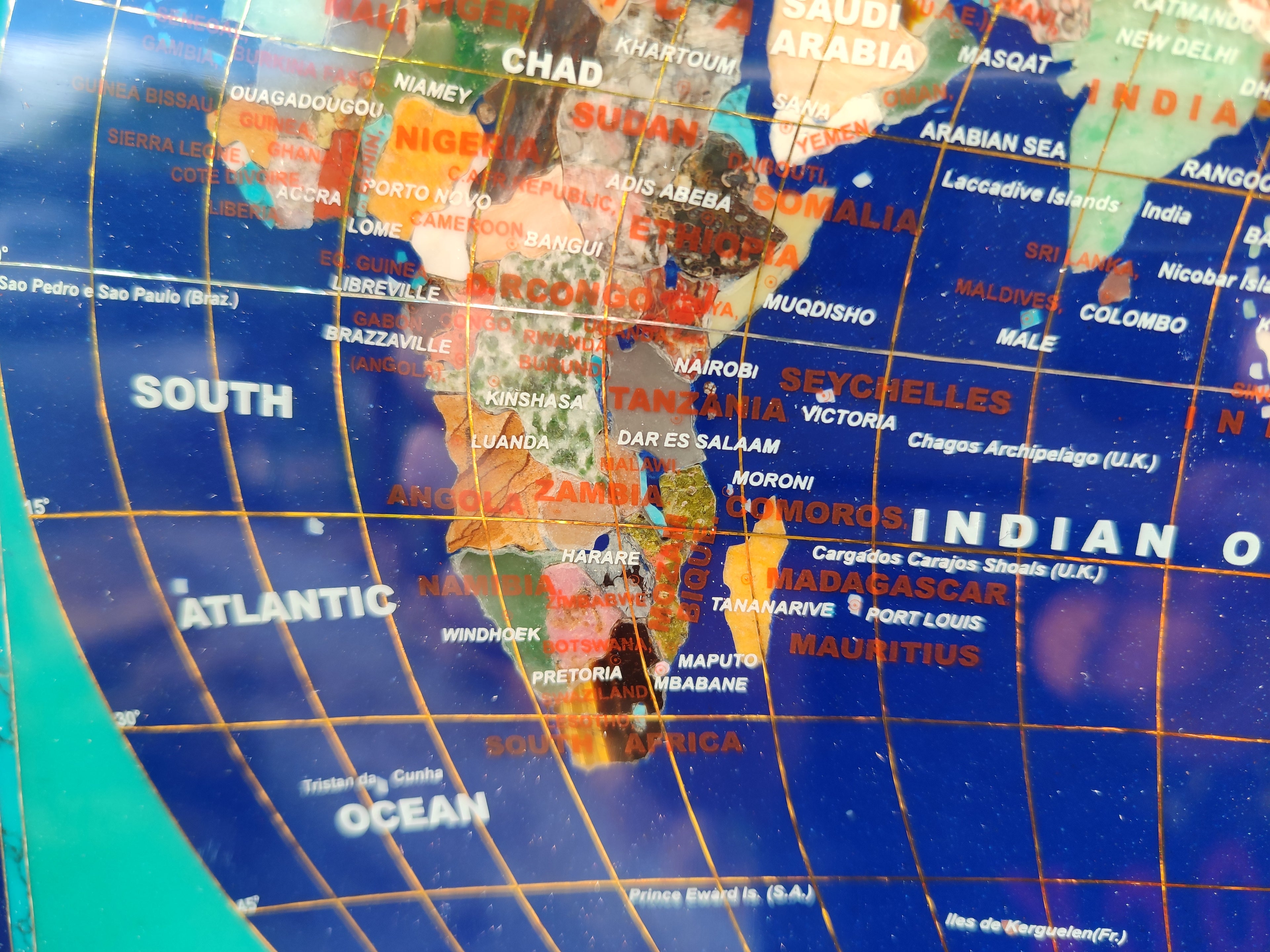 Hand Made Lapis Lazuli Framed Map of the World - Sold Per Item - From Afghanistan - Toprock Gemstones and Minerals 