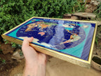 Hand Made Lapis Lazuli Framed Map of the World - Sold Per Item - From Afghanistan - Toprock Gemstones and Minerals 