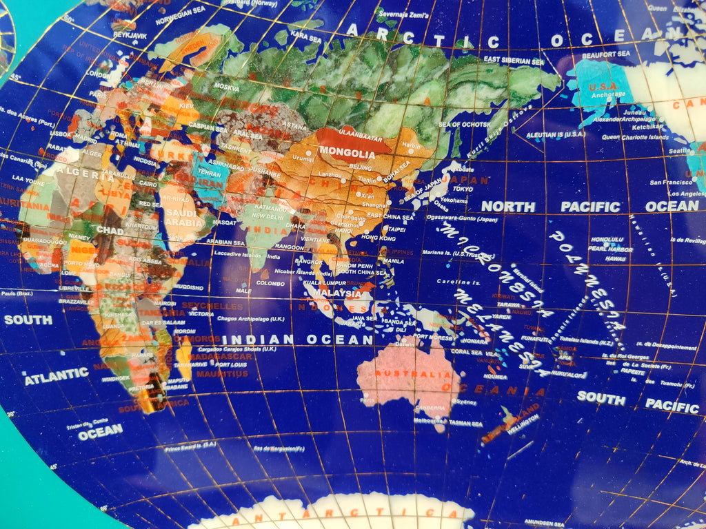 Hand Made Lapis Lazuli Framed Map of the World - Sold Per Item - From Afghanistan - Toprock Gemstones and Minerals 