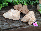 Natural Smokey Phantom Quartz Clusters x 3 From Luena, Congo - Toprock Gemstones and Minerals 