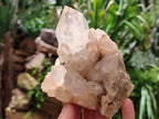 Natural Smokey Phantom Quartz Clusters x 3 From Luena, Congo - Toprock Gemstones and Minerals 