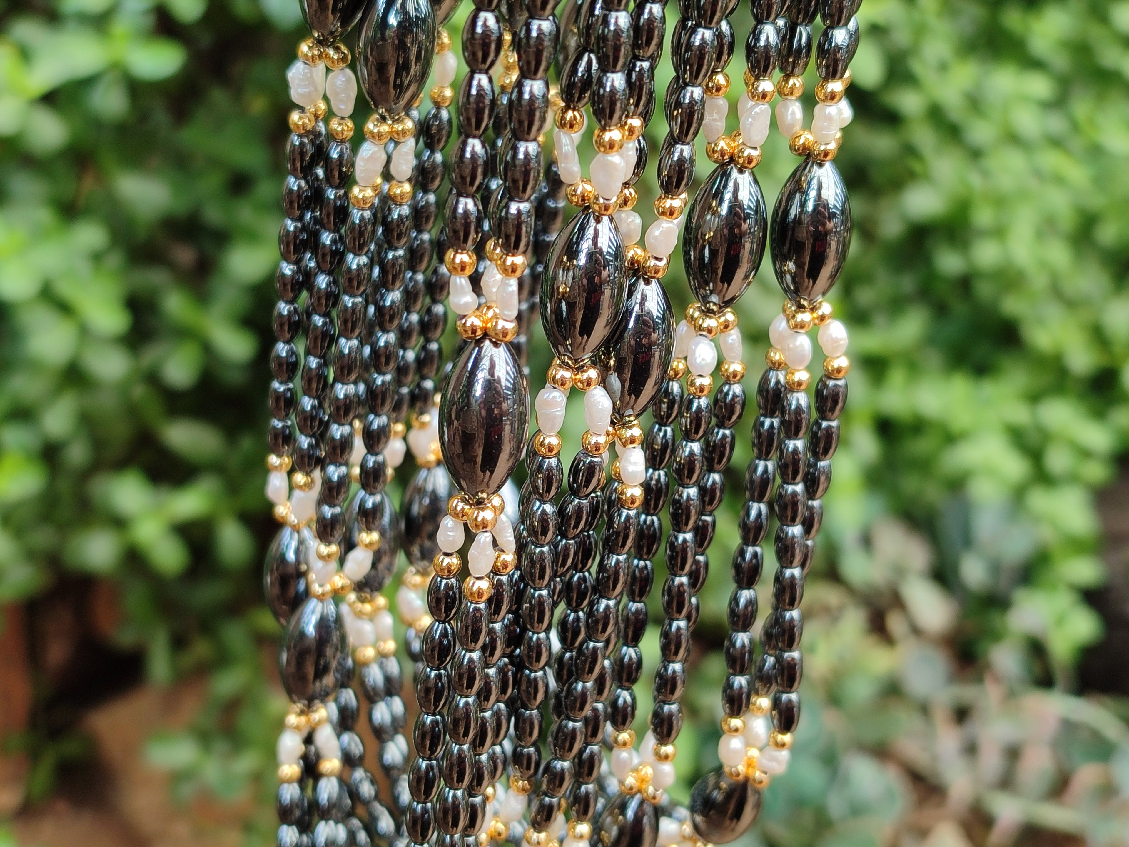Polished Hematite and Freshwater Pearl Beaded Necklace - Sold Per Item - From Southern Africa - Toprock Gemstones and Minerals 